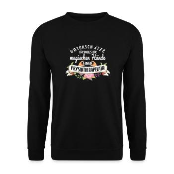 Physiotherapeutin Physio Masseur lustiger Spruch - Unisex Pullover - Schwarz - Vorne - Alina (178cm) & Michal (187cm)