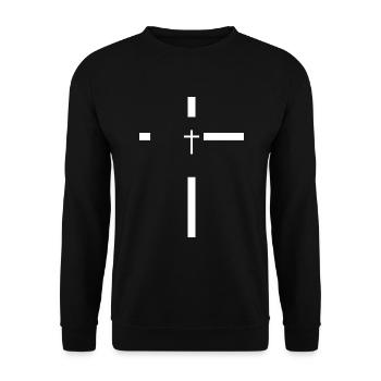 Kreuz Jesus Christus - Unisex Pullover - Schwarz - Vorne - Alina (178cm) & Michal (187cm)