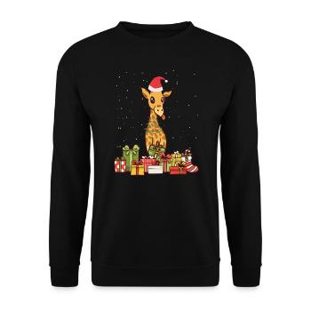 Giraffe Christmas Lights Santa Hat Xmas Gift - Unisex Sweatshirt - black - Front - Alina (178cm) & Michal (187cm)