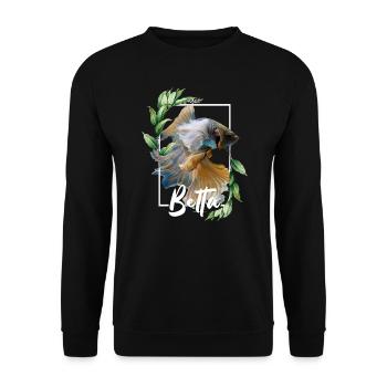 Betta Fish Tropical Plant Design Betta Life - Unisex Sweatshirt - black - Front - Alina (178cm) & Michal (187cm)