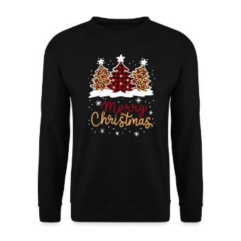 Merry Christmas Plaid Leopard Tree Holiday Gift - Unisex Sweatshirt - black - Front - Alina (178cm) & Michal (187cm)
