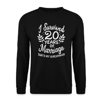 20th Wedding Anniversary Survived 20 Years Of - Unisex Sweatshirt - black - Front - Alina (178cm) & Michal (187cm)