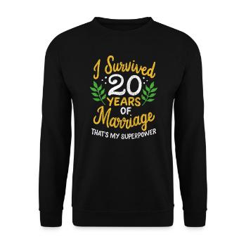 20th Wedding Anniversary Survived 20 Years Of - Unisex Sweatshirt - black - Front - Alina (178cm) & Michal (187cm)