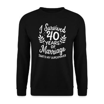 40e anniversaire de mariage a survécu 40 ans de - Sweat-shirt Unisexe - noir - Devant - Alina (178cm) & Michal (187cm)