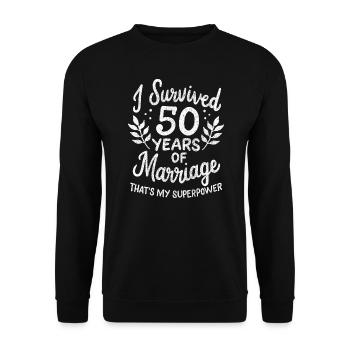 50th Wedding Anniversary Survived 50 Years Of - Unisex Sweatshirt - black - Front - Alina (178cm) & Michal (187cm)