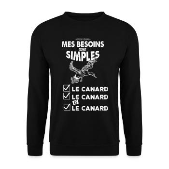 Humour chasse au canard, cadeau chasseur - Sweat-shirt Unisexe - noir - Devant - Alina (178cm) & Michal (187cm)