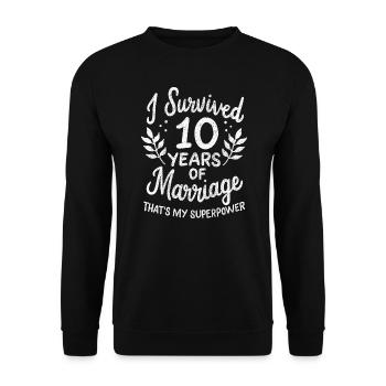 10th Wedding Anniversary Survived 10 Years Of - Unisex Sweatshirt - black - Front - Alina (178cm) & Michal (187cm)
