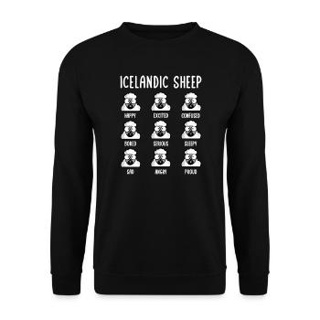 Iceland Sheep Emotions Iceland sheep Iceland - Unisex Sweatshirt - black - Front - Alina (178cm) & Michal (187cm)