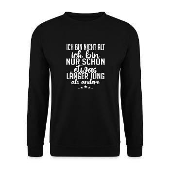 Ich bin nicht alt - Unisex Pullover - Schwarz - Vorne - Alina (178cm) & Michal (187cm)
