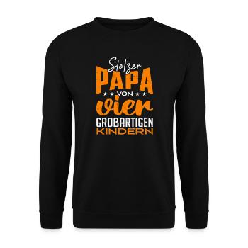 Stolzer Papa von vier Kindern - Unisex Pullover - Schwarz - Vorne - Alina (178cm) & Michal (187cm)