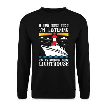 Penser à Lighthouse Lovers Lighthouse - Sweat-shirt Unisexe - noir - Devant - Alina (178cm) & Michal (187cm)