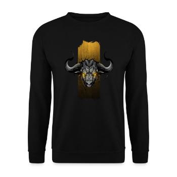 Majestätischer afrikanischer Büffel: Essenz der Savanne - Unisex Pullover - Schwarz - Vorne - Alina (178cm) & Michal (187cm)