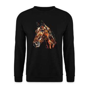 Mosaik-Pferd: Edles Kunst-Design für Pferdefans - Unisex Pullover - Schwarz - Vorne - Alina (178cm) & Michal (187cm)