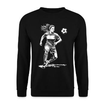 Goal-scorer shirt: Female footballer on the football field - Unisex Sweatshirt - black - Front - Alina (178cm) & Michal (187cm)