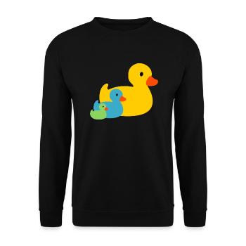Canards grinçant en jaune vert et bleu - Sweat-shirt Unisexe - noir - Devant - Alina (178cm) & Michal (187cm)