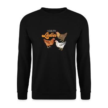 I love my ladies farm farmer chicken gift - Unisex Sweatshirt - black - Front - Alina (178cm) & Michal (187cm)