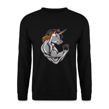 Unicorn At The Gym | Training Fitness Muskel Power - Unisex Pullover - Schwarz - Vorne - Alina (178cm) & Michal (187cm)