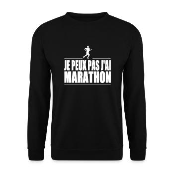 Je peux pas j'ai marathon - Sweat-shirt Unisexe - noir - Devant - Alina (178cm) & Michal (187cm)