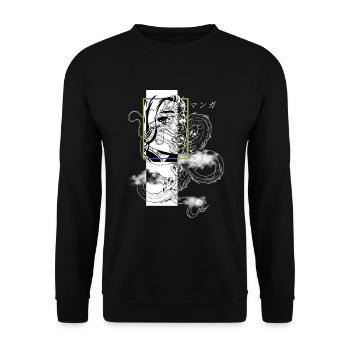 Otaku Japon E-Girl Streetwear Dragon Anime Art - Sweat-shirt Unisexe - noir - Devant - Alina (178cm) & Michal (187cm)