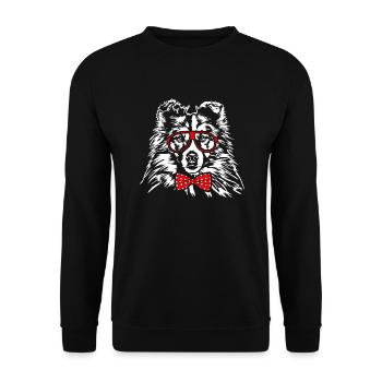 SHETLAND SHEEPDOG Chien lunettes Chiens Wilsigns - Sweat-shirt Unisexe - noir - Devant - Alina (178cm) & Michal (187cm)