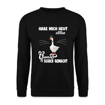 gänse gänsestall gans schick gänsefreund - Unisex Pullover - Schwarz - Vorne - Alina (178cm) & Michal (187cm)