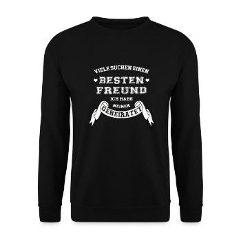 Spruch Ehepartner Heiraten Verliebt Geschenk - Unisex Pullover - Schwarz - Vorne - Alina (178cm) & Michal (187cm)