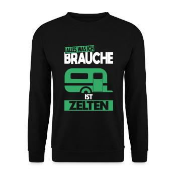 All I need is camping - gift idea - Unisex Sweatshirt - black - Front - Alina (178cm) & Michal (187cm)