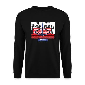 Prepper überlebt mit Armbrust - Unisex Pullover - Schwarz - Vorne - Alina (178cm) & Michal (187cm)