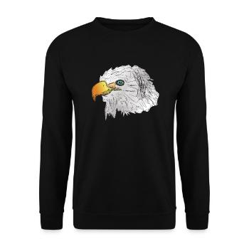 Adler Kopf mit Schnabel großer Kopf - Unisex Pullover - Schwarz - Vorne - Alina (178cm) & Michal (187cm)
