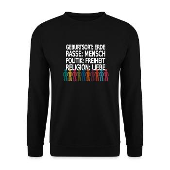 Gegen Rassismus - Unisex Pullover - Schwarz - Vorne - Alina (178cm) & Michal (187cm)