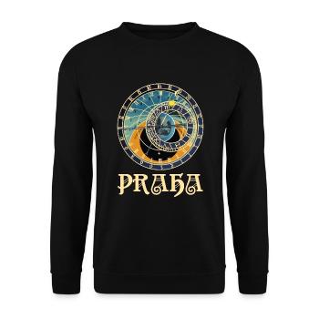 Praskô orloj. Horloge astronomique de Prague Prague. - Sweat-shirt Unisexe - noir - Devant - Alina (178cm) & Michal (187cm)
