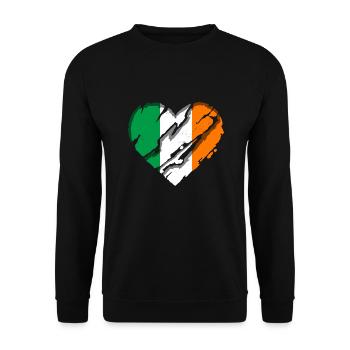 Ireland Flag Heart Vintage Irish Flag Dublin - Unisex Sweatshirt - black - Front - Alina (178cm) & Michal (187cm)