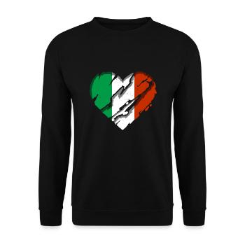 Italien Fahne Herz Italienische Fahne Used Look - Unisex Pullover - Schwarz - Vorne - Alina (178cm) & Michal (187cm)