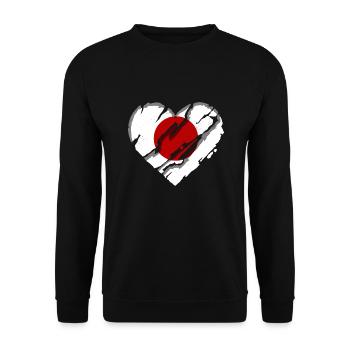 Drapeau du Japon Coeur utilisé Look Nihon Drapeau japonais - Sweat-shirt Unisexe - noir - Devant - Alina (178cm) & Michal (187cm)