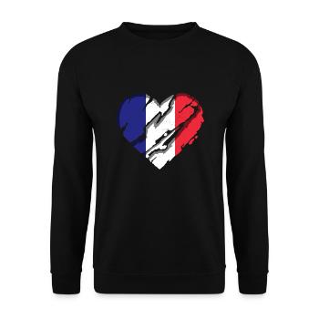 Frankreich Flagge Used Look Französische Fahne - Unisex Pullover - Schwarz - Vorne - Alina (178cm) & Michal (187cm)