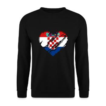 Croatia flag Adriatic Sea Zagreb Croatian flag heart - Unisex Sweatshirt - black - Front - Alina (178cm) & Michal (187cm)