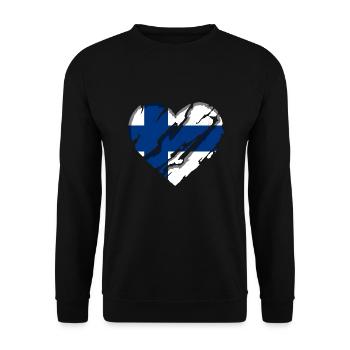 Finnland Flagge Suomi Finnische Fahne Herz - Unisex Pullover - Schwarz - Vorne - Alina (178cm) & Michal (187cm)
