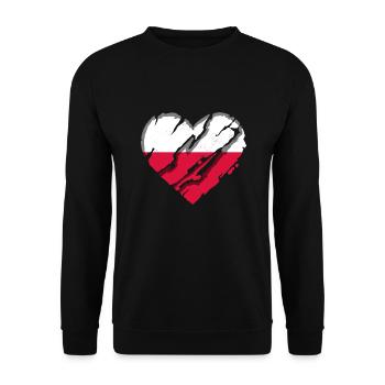 Pologne Drapeau utilisé Look Polska Drapeau polonais - Sweat-shirt Unisexe - noir - Devant - Alina (178cm) & Michal (187cm)