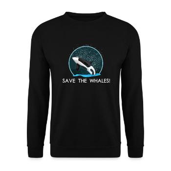 Rettet die Wale Orca Killerwal Walfisch Geschenk - Unisex Pullover - Schwarz - Vorne - Alina (178cm) & Michal (187cm)
