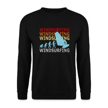 Retro Vintage Windsurfer Evolution Windsurfen - Unisex Pullover - Schwarz - Vorne - Alina (178cm) & Michal (187cm)