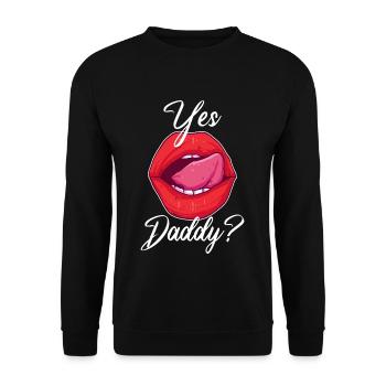 Yes Daddy? Sexy BDSM und Bondage Geschenk für - Unisex Pullover - Schwarz - Vorne - Alina (178cm) & Michal (187cm)