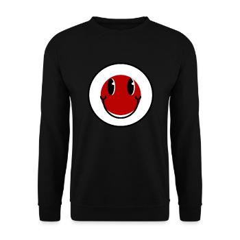 Japan Flagge Happy Nihon Japanische Fahne Smile - Unisex Pullover - Schwarz - Vorne - Alina (178cm) & Michal (187cm)