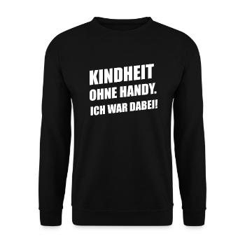Kindheit ohne Handy. Ich war dabei! Geschenk - Unisex Pullover - Schwarz - Vorne - Alina (178cm) & Michal (187cm)