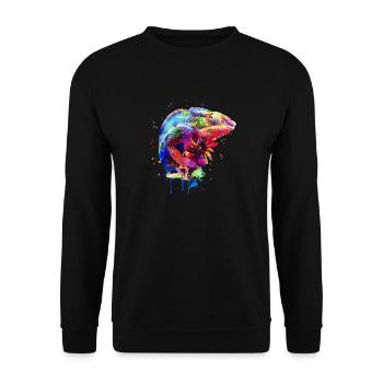 Panther Chamäleon Aquarell Design - Unisex Pullover - Schwarz - Vorne - Alina (178cm) & Michal (187cm)