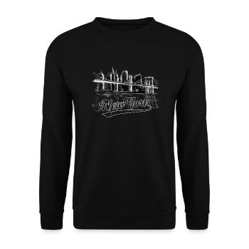 New York Brooklyn Bridge rétro Skyline Souvenir - Sweat-shirt Unisexe - noir - Devant - Alina (178cm) & Michal (187cm)