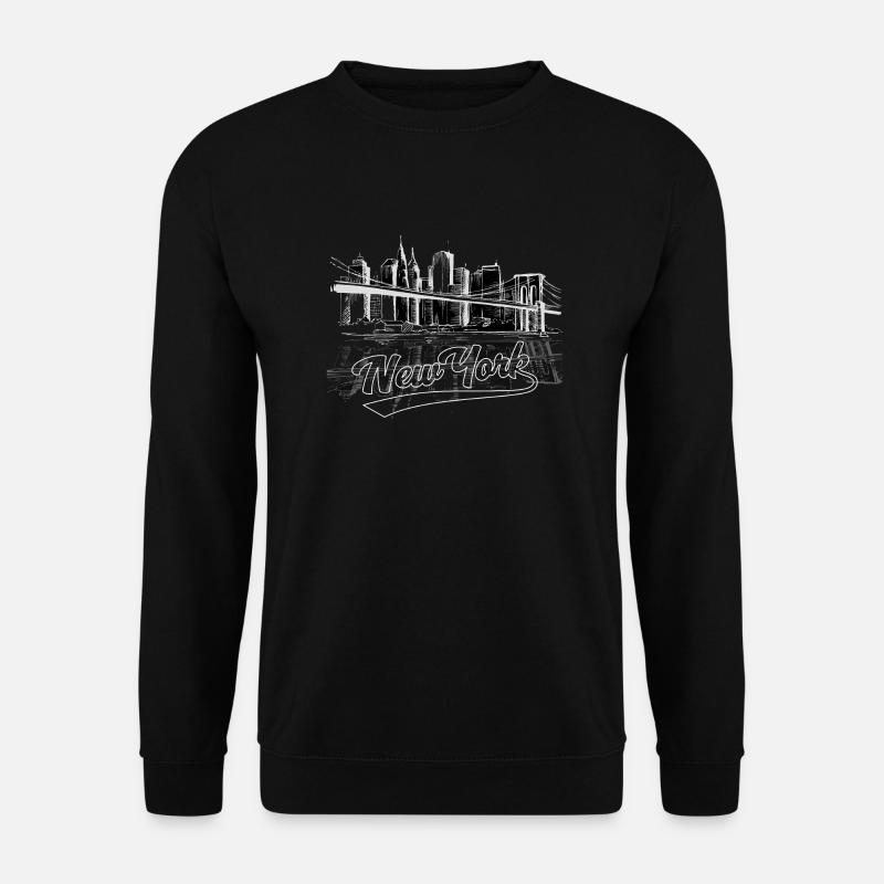 New York Brooklyn Bridge Retro Skyline Souvenir - Unisex Pullover - Schwarz