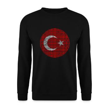 Drapeau de Turquie Utilisé Look Drapeau Turc Vintage - Sweat-shirt Unisexe - noir - Devant - Alina (178cm) & Michal (187cm)