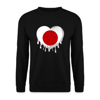 Japan Flag Heart Nihon Japanese Flag - Unisex Sweatshirt - black - Front - Alina (178cm) & Michal (187cm)