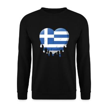 Griechenland Flagge Hellas Athen Griechische Fahne - Unisex Pullover - Schwarz - Vorne - Alina (178cm) & Michal (187cm)