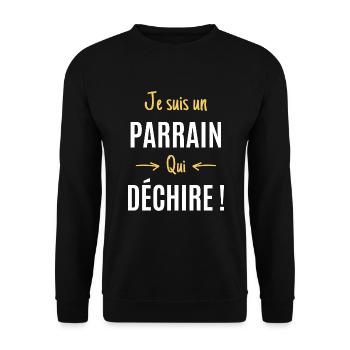 Parrain cadeau humour parrain qui déchire - Sweat-shirt Unisexe - noir - Devant - Alina (178cm) & Michal (187cm)
